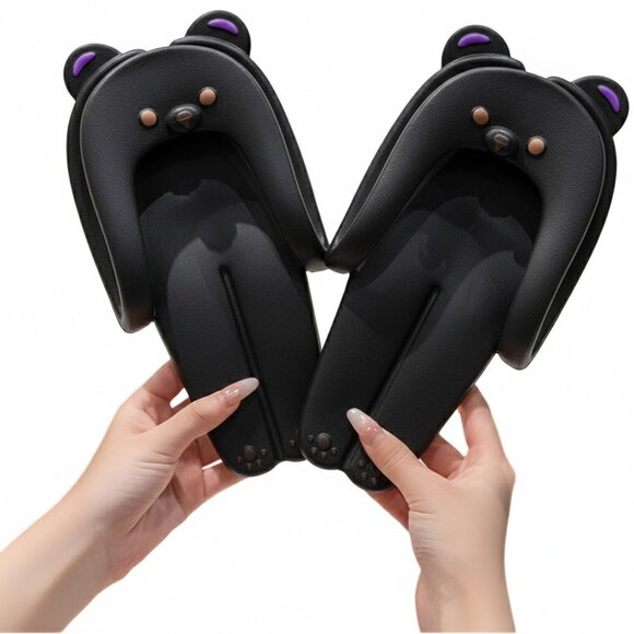 Couple'sPortable Cute Bear Flip Flops, Quick Dry Shower ~Travel Essentials~black - Picture 2 of 6